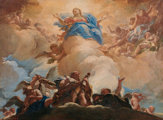 The Asumption of the Virgin, vintage artwork by Luca Giordano, 12x8" (A4) Poster