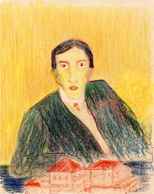 Portrait with Architectural Model, vintage artwork by Marianne von Werefkin, 12x8" (A4) Poster