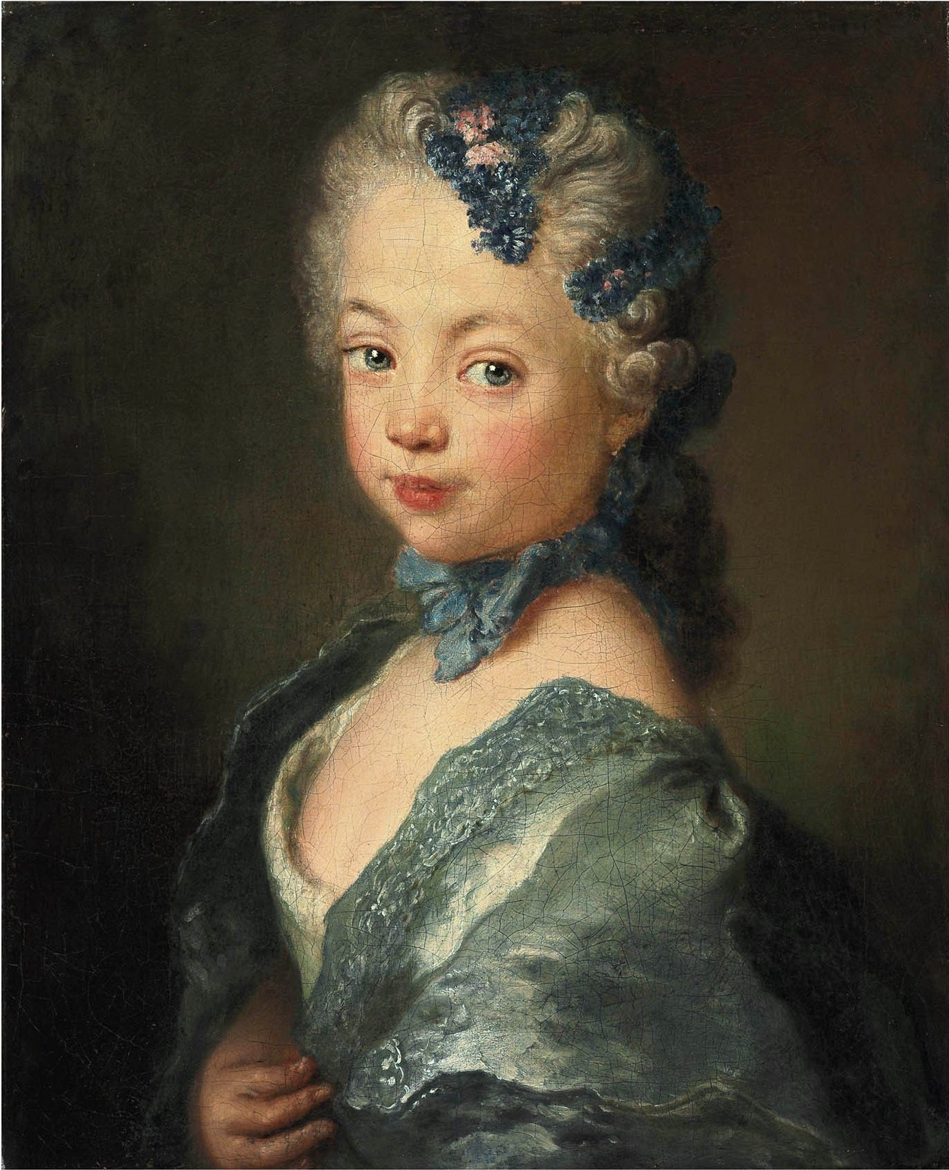 Portrait of the artist's granddaughter, vintage artwork by Antoine Pesne, 12x8" (A4) Poster
