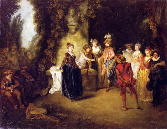 The French Theater, vintage artwork by Jean-Antoine Watteau, 12x8" (A4) Poster