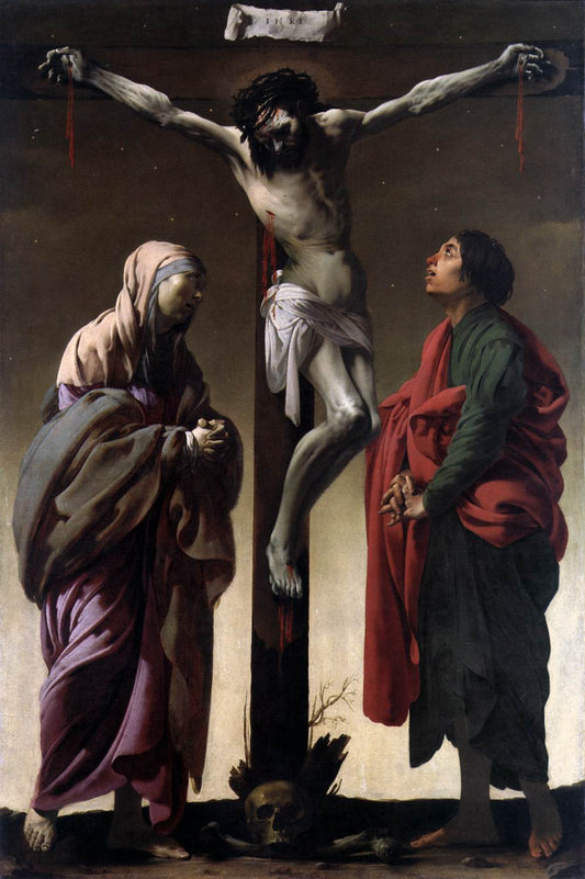 The Crucifixion with the Virgin and St John, vintage artwork by Hendrick Terbrugghen, 12x8" (A4) Poster