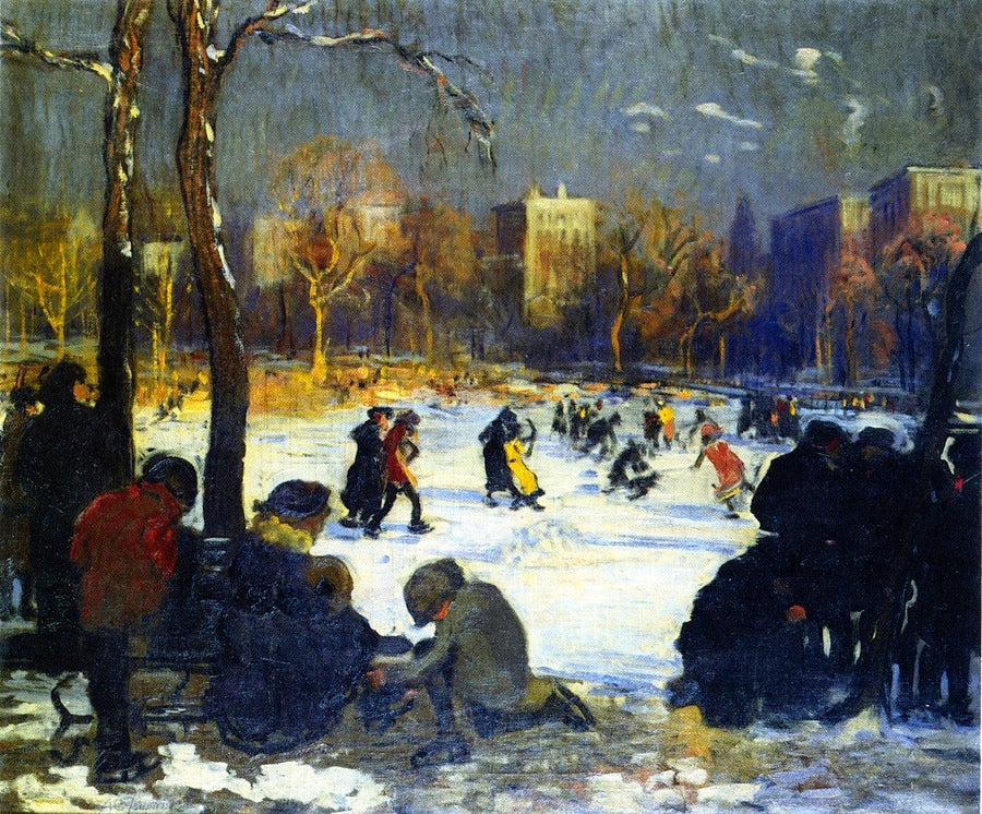 Skaters, vintage artwork by Arthur Clifton Goodwin, 12x8" (A4) Poster