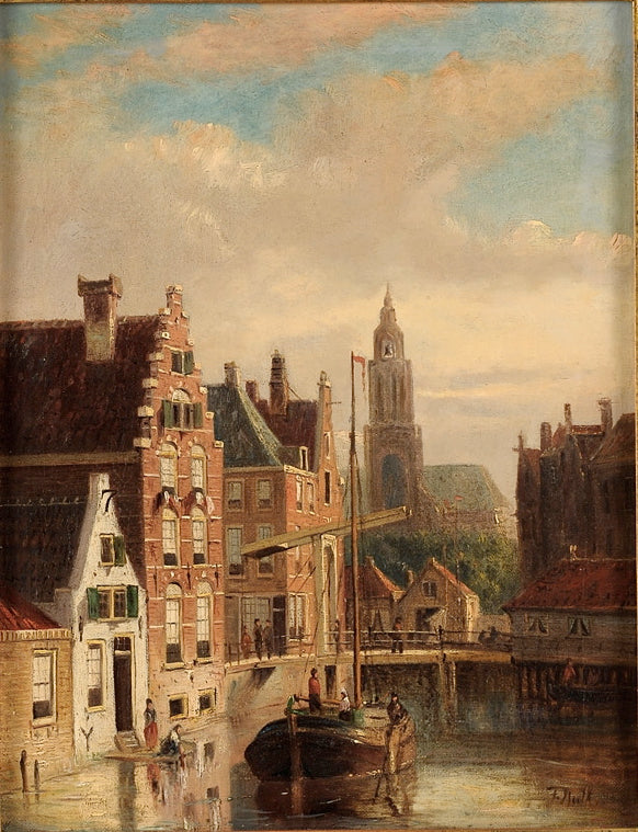 Dutch Cityscape, vintage artwork by Johannes Frederik Hulk, 12x8" (A4) Poster