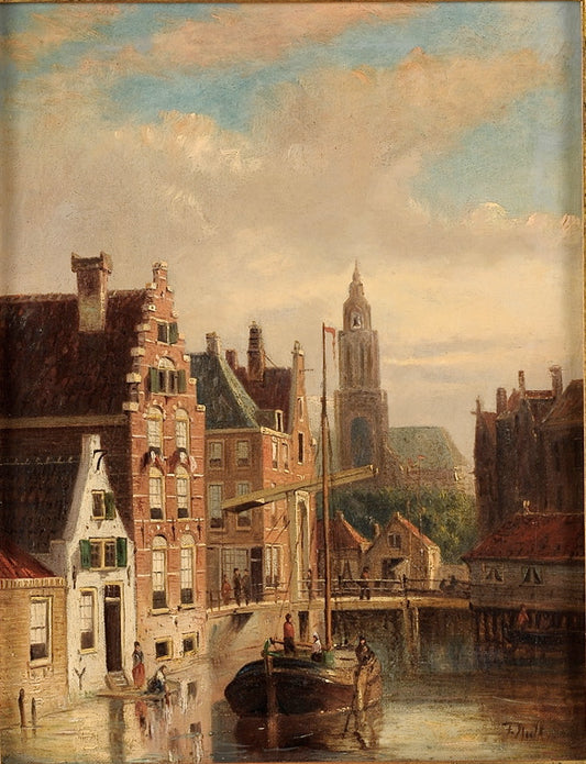 Dutch Cityscape, vintage artwork by Johannes Frederik Hulk, 12x8" (A4) Poster