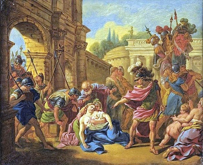 Horatius Killing his Sister, vintage artwork by Attributed to Louis Jean François Lagrenee, 12x8" (A4) Poster