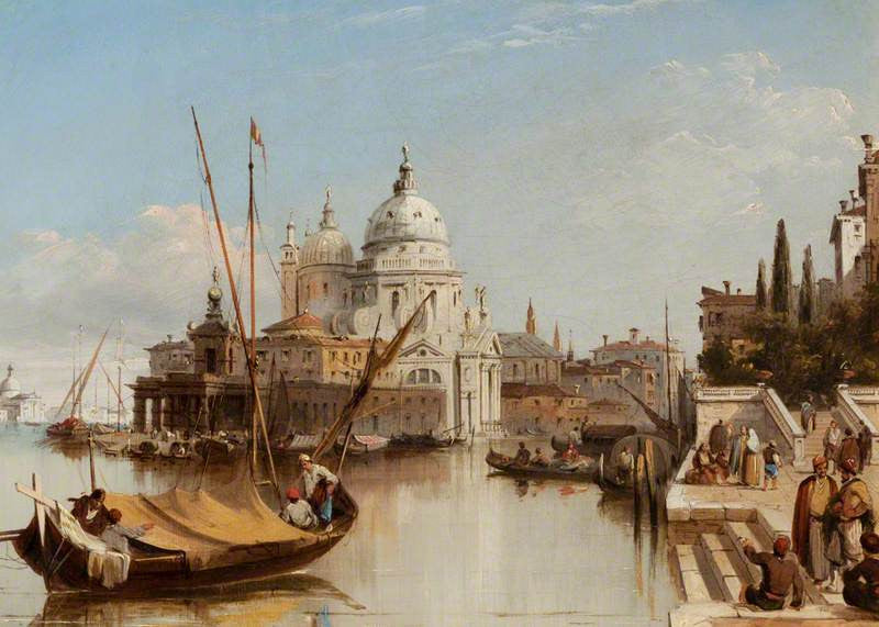The Dogana and Santa Maria della Salute, Venice, vintage artwork by Edward Pritchett, A3 (16x12") Poster Print