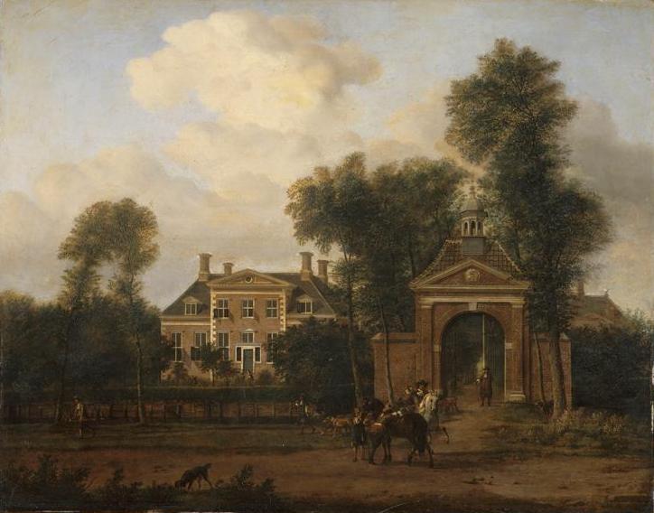 House Harteveld in Utrecht, vintage artwork by Jan van der Heyden, 12x8" (A4) Poster