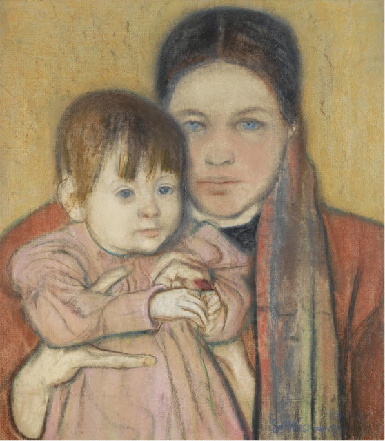 The Artist's Wife and Daughter by Stanislaw Wyspianski,A3(16x12")Poster