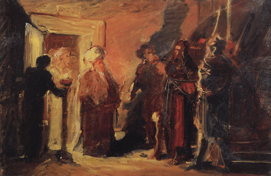 Christ and Anna (study), vintage artwork by Nikolai Nikolaevich Ge, 12x8" (A4) Poster