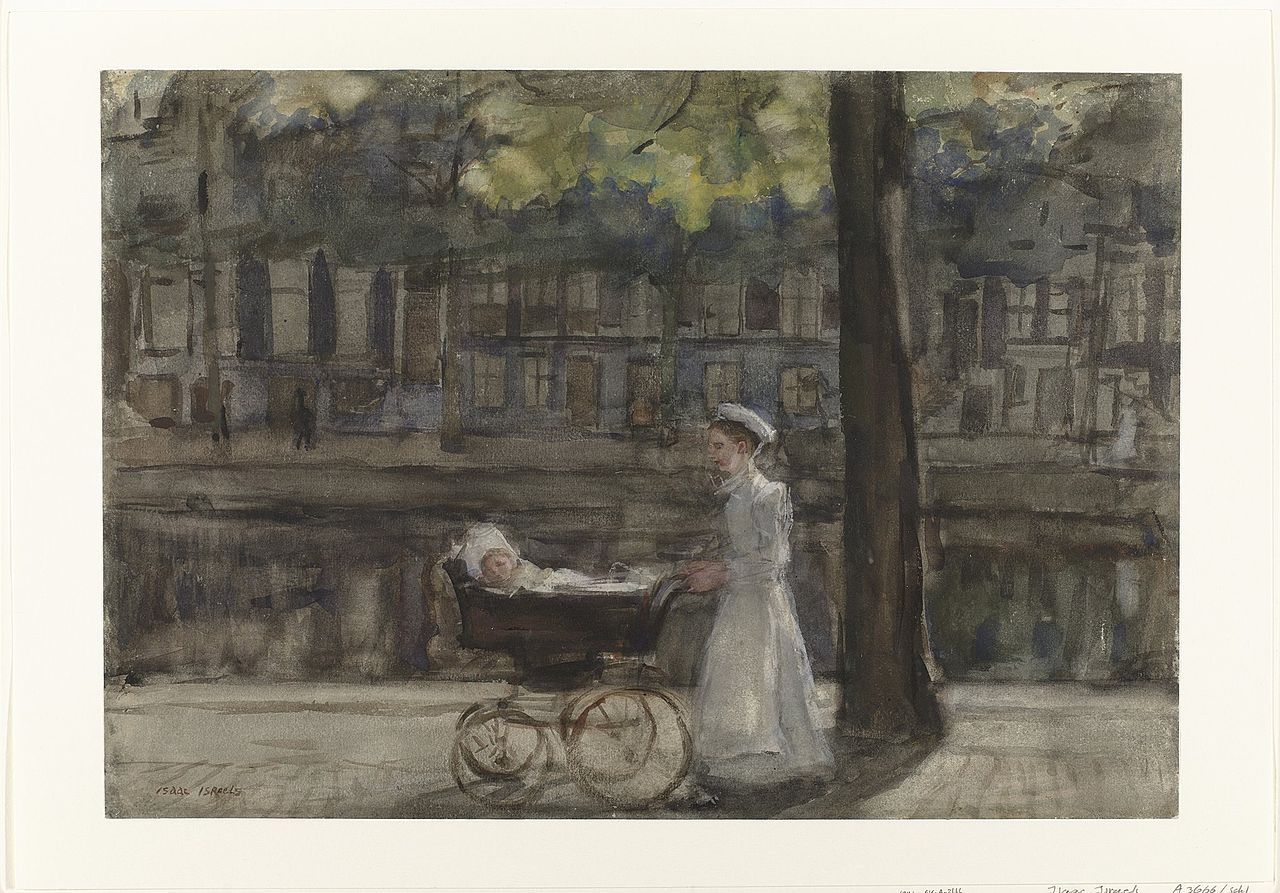 Housemaid with Pram by Isaac Israels,A3(16x12")Poster