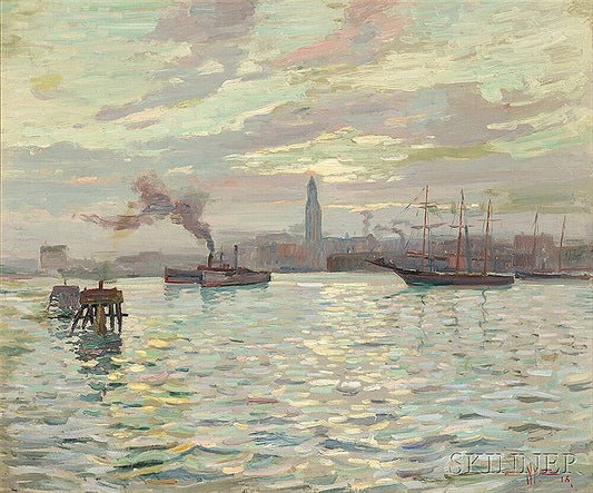 View of Baltimore Harbor, vintage artwork by Edgar Nye, 12x8" (A4) Poster