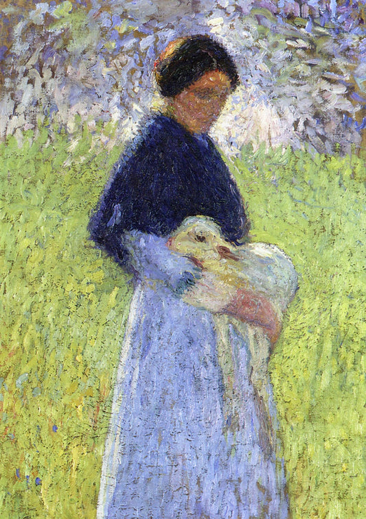 Bergère et son agneau, vintage artwork by Henri Martin, 12x8" (A4) Poster