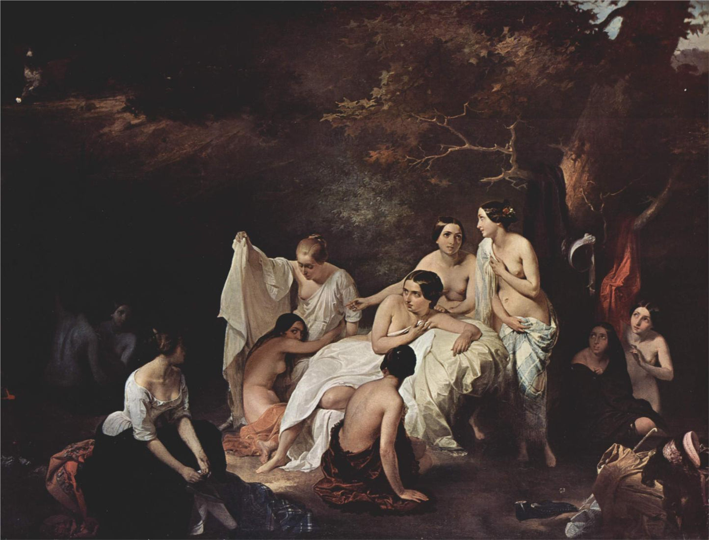 Bathing nymphs, vintage artwork by Francesco Paolo Hayez, A3 (16x12") Poster Print