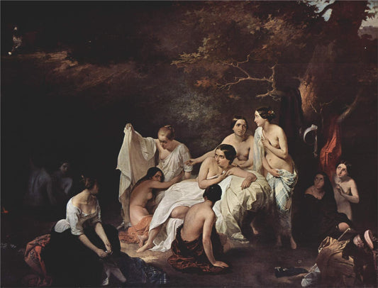 Bathing nymphs, vintage artwork by Francesco Paolo Hayez, A3 (16x12") Poster Print