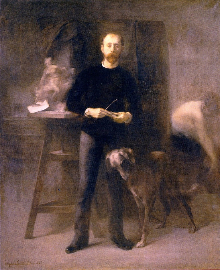 The Sculptor Louis-Henri Devillez in His Studio, vintage artwork by Eugène Carrière, 12x8" (A4) Poster