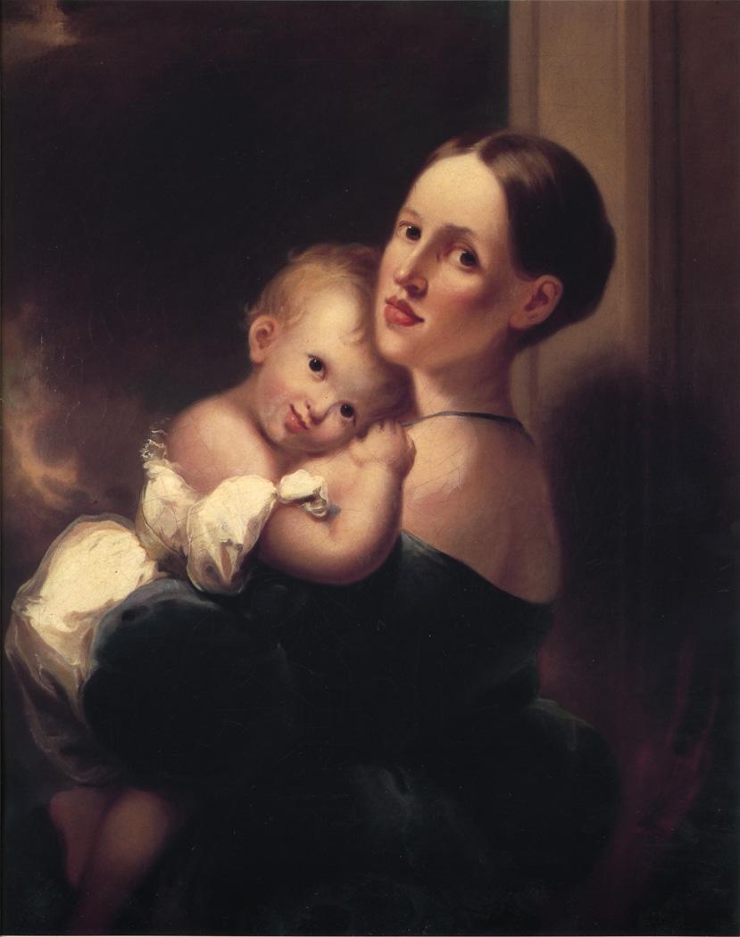 Mrs. James Miles Bush and Her Daughter, Nannie, vintage artwork by Joseph H. Bush, A3 (16x12") Poster Print