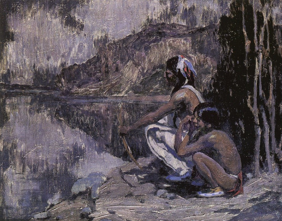 Indians in Moonlight by Eanger Irving Couse,A3(16x12")Poster