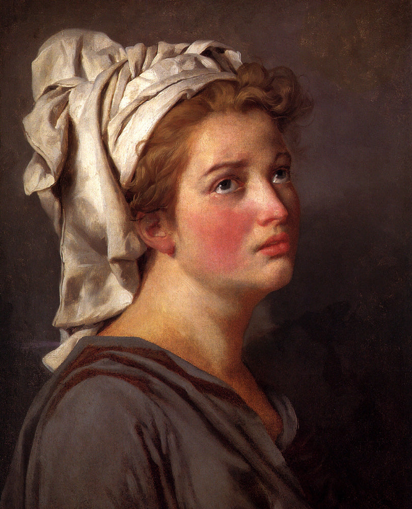 Portrait of a Young Woman in a Turban, vintage artwork by Jacques-Louis David, 12x8" (A4) Poster