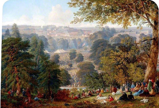 Flower Show in Auckland Park, County Durham, 1859, vintage artwork by John Wilson Carmichael, A3 (16x12") Poster Print