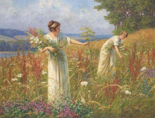 Picking Wildflowers by Leopold Franz Kowalski,A3(16x12")Poster