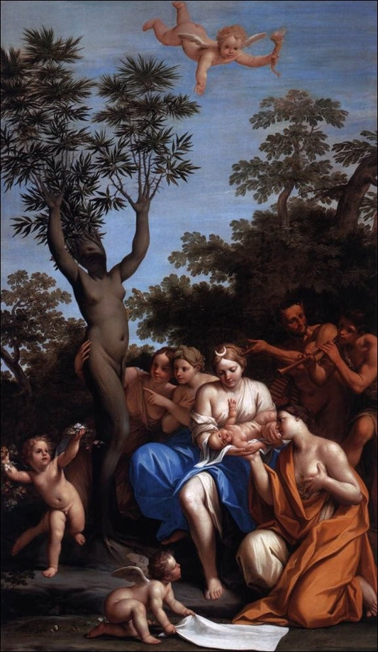Story of Venus and Diana - The Birth of Adonis, vintage artwork by Marcantonio Franceschini, 12x8" (A4) Poster