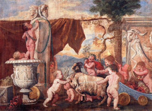 Children's Bacchanal I, vintage artwork by Nicolas Poussin, 12x8" (A4) Poster