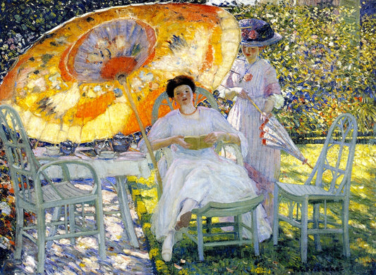 The Garden Parasol, vintage artwork by Frederick Carl Frieseke, 12x8" (A4) Poster