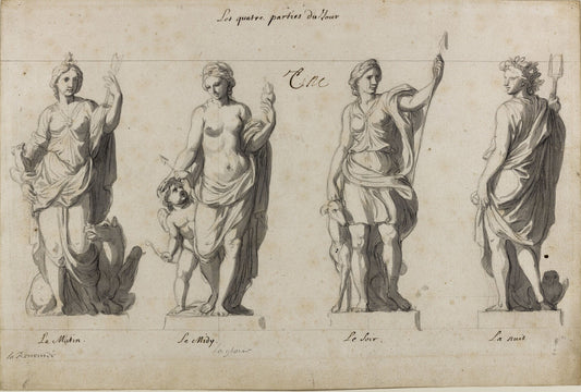 The Four Times of the Day, vintage artwork by Charles Le Brun, 12x8" (A4) Poster