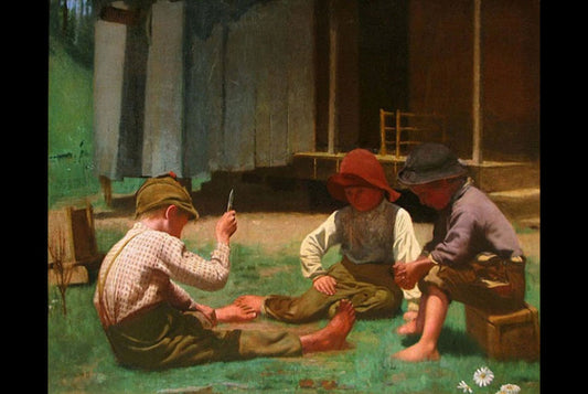 Mumble the Peg, vintage artwork by James Longacre Wood, 12x8" (A4) Poster