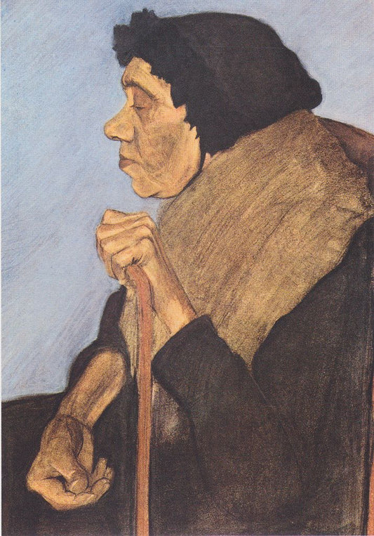 Old Blind Woman Sitting, vintage artwork by Paula Modersohn-Becker, 12x8" (A4) Poster
