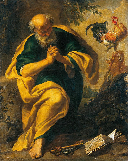 Repentance of St Peter, vintage artwork by Gerard Seghers, 12x8" (A4) Poster