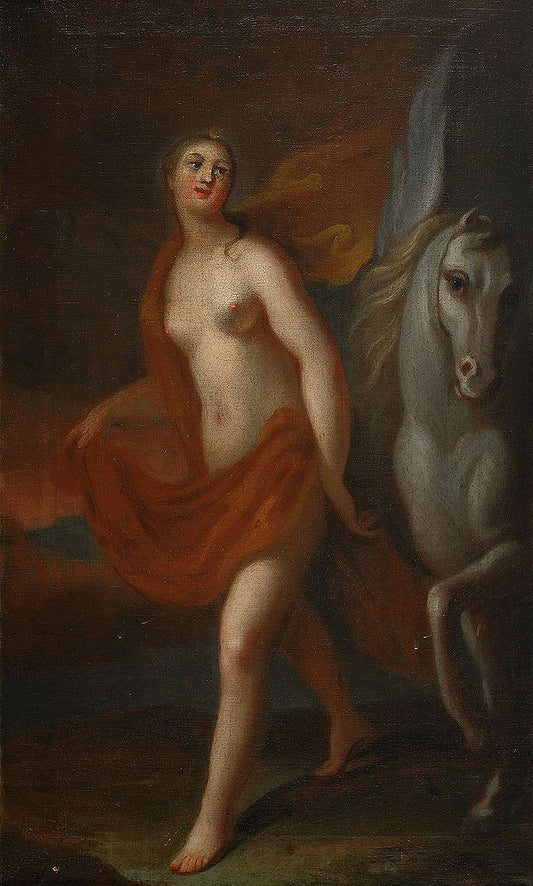 Athena and Pegasus, vintage artwork by George Engelhardt Schroeder, 12x8" (A4) Poster