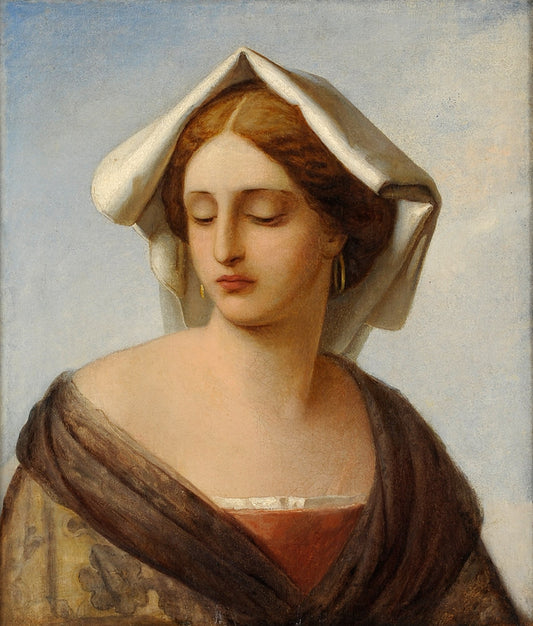 Portrait of a Venetian Lady, vintage artwork by Anselm Feuerbach, 12x8" (A4) Poster