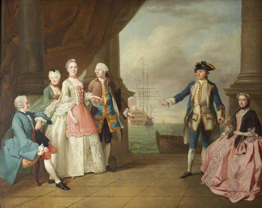 Mrs Constantine Phipps, Being Led to Greet Her Brother, Captain  Augustus Hervey, vintage artwork by Jean-Étienne Liotard, 12x8" (A4) Poster