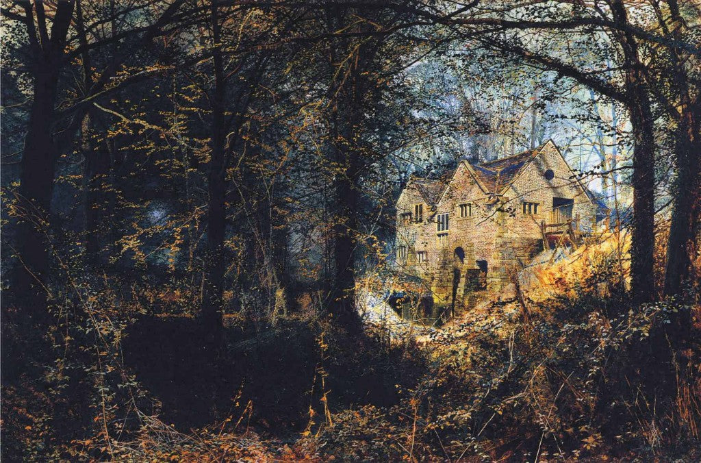 Autumn Glory, The Old Mill, vintage artwork by John Atkinson Grimshaw, 12x8" (A4) Poster