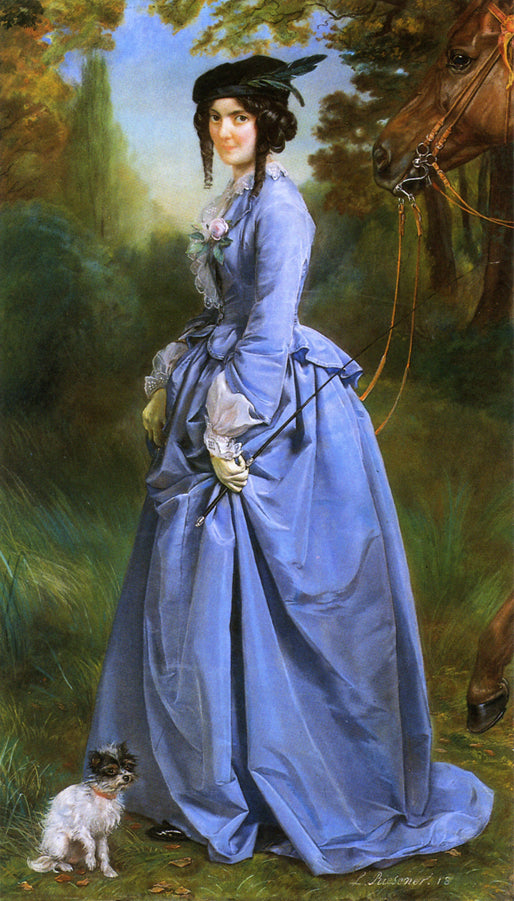 Portrait of a Woman in Riding Costume, vintage artwork by Louis Antoine Leon Riesener, A3 (16x12") Poster Print