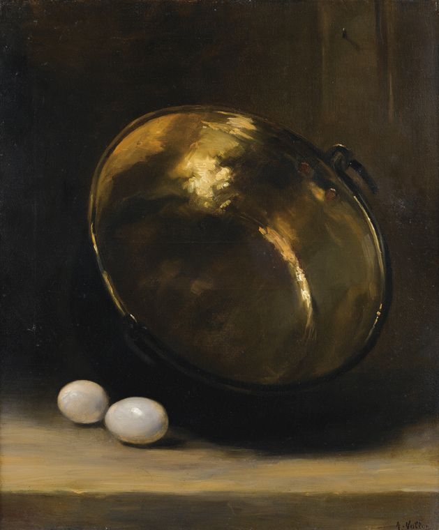 Still Life with Eggs, vintage artwork by Antoine Vollon, 12x8" (A4) Poster