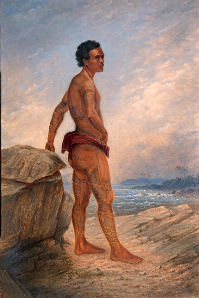 Melanesian Man, vintage artwork by Antonio Zeno Shindler, 12x8" (A4) Poster