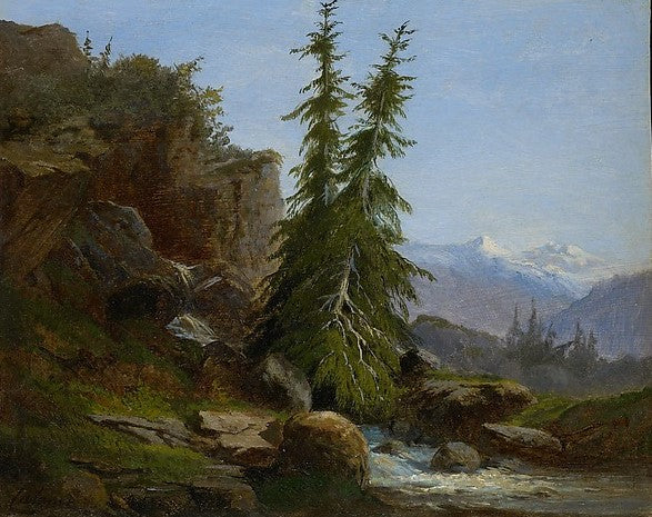 Mountain Landscape, Valais, Switzerland, vintage artwork by Alexandre Calame, A3 (16x12") Poster Print