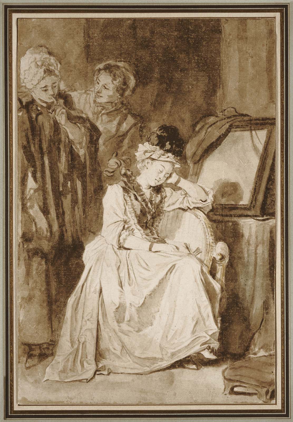 La Rêveuse (The Dreamer), vintage artwork by Jean-Honore Fragonard, 12x8" (A4) Poster