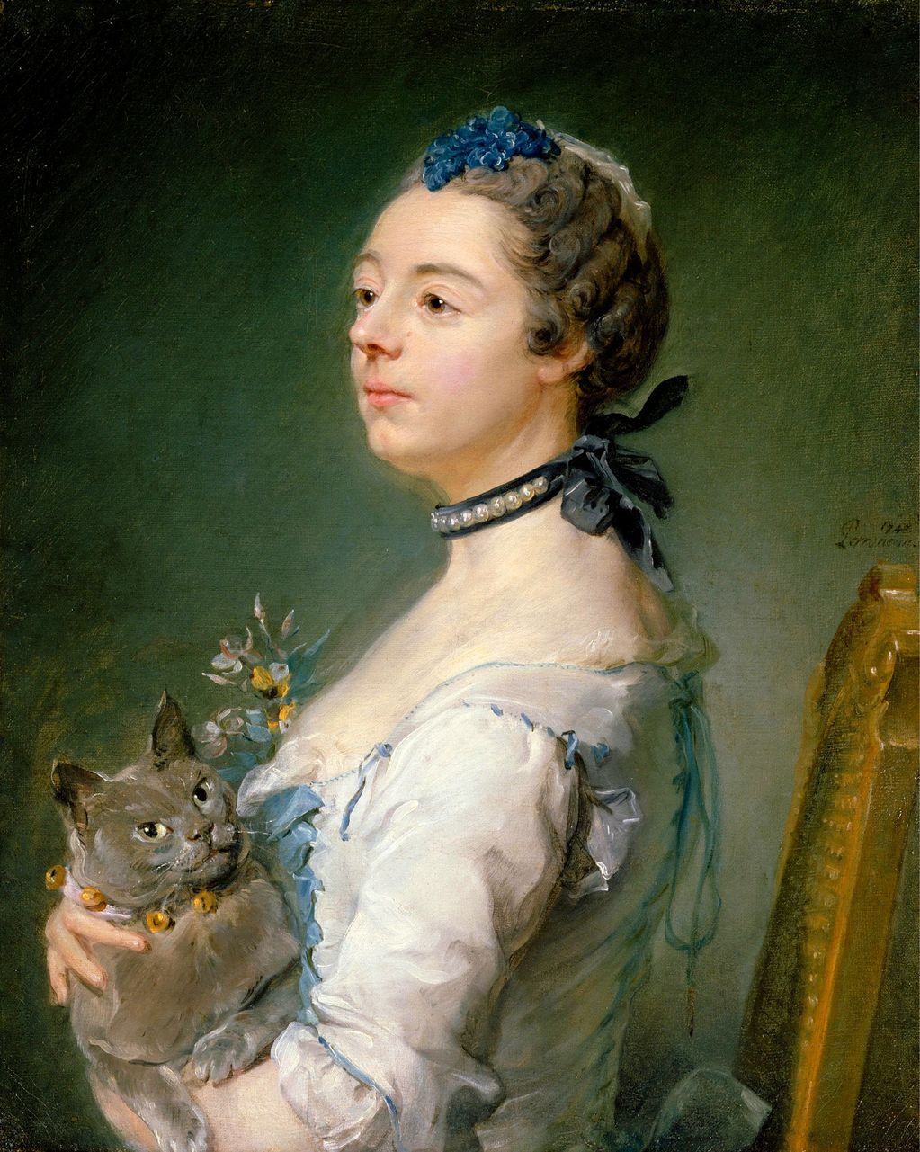 Magdalene Pinceloup de la Grange, nee de Parseval, vintage artwork by Jean-Baptiste Perronneau, 12x8" (A4) Poster