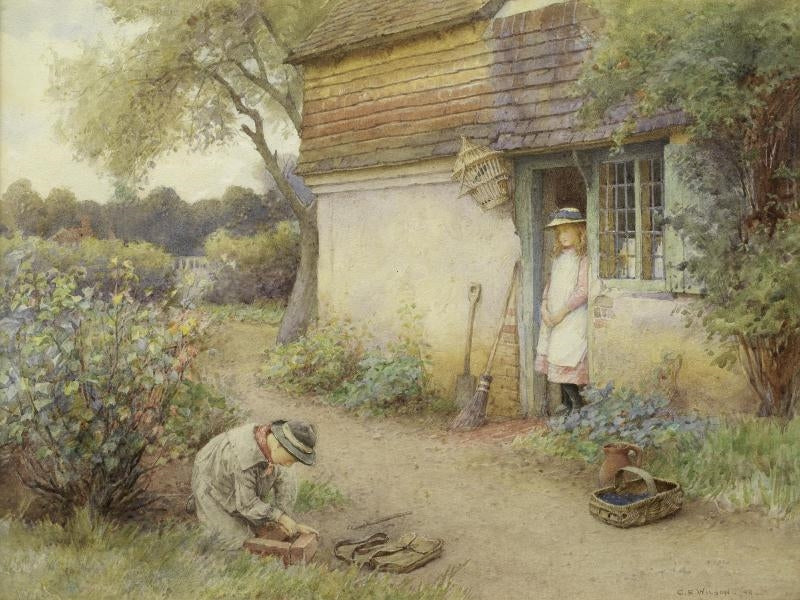 Setting the Trap, vintage artwork by Charles Edward Wilson, 12x8" (A4) Poster