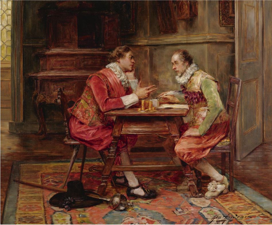 At the Money Lender, vintage artwork by Alex de Andreis, 12x8" (A4) Poster