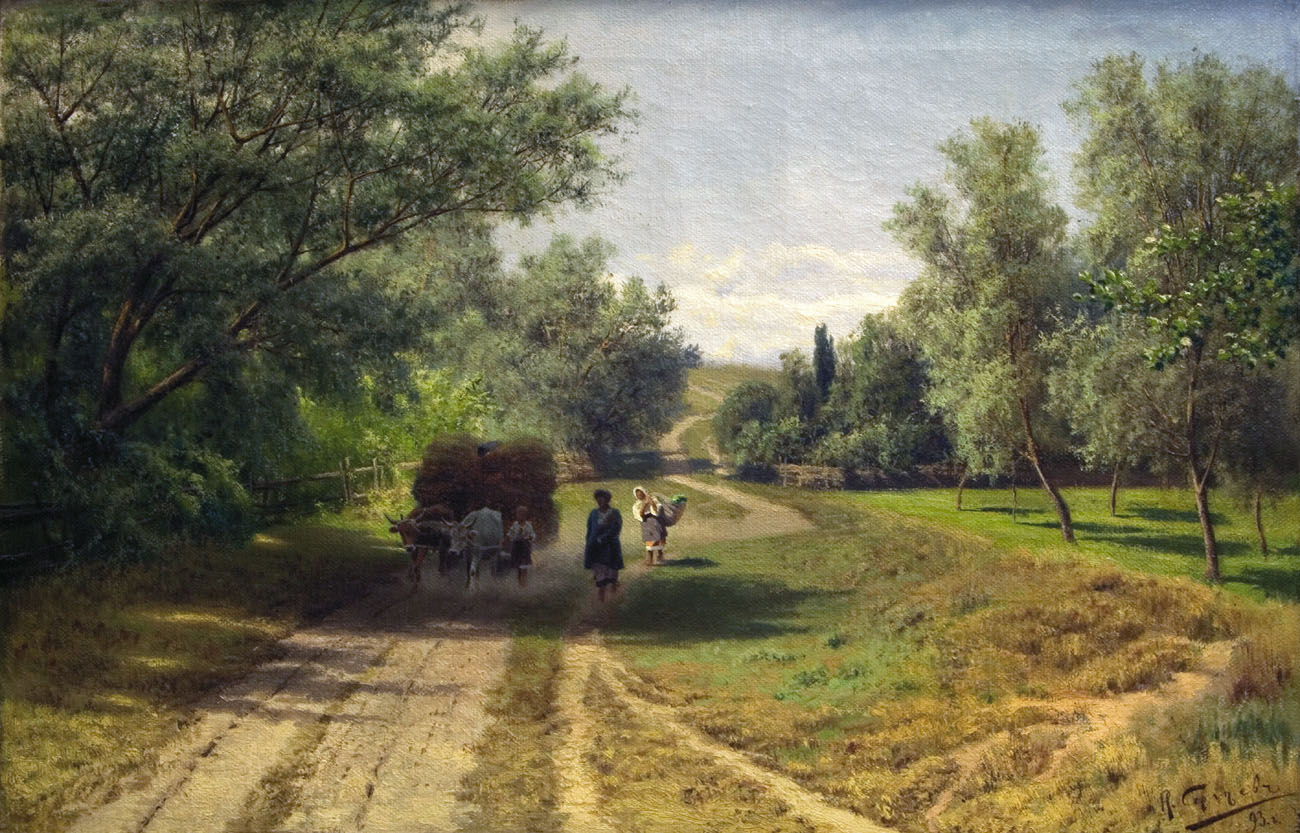 Cart on the Path, vintage artwork by Nikolai Sergeyev, 12x8" (A4) Poster