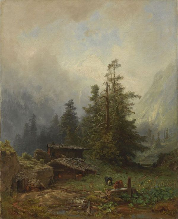 In the Alps, vintage artwork by Eduard Schleich, A3 (16x12") Poster Print