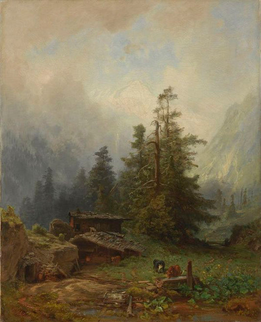 In the Alps, vintage artwork by Eduard Schleich, A3 (16x12") Poster Print