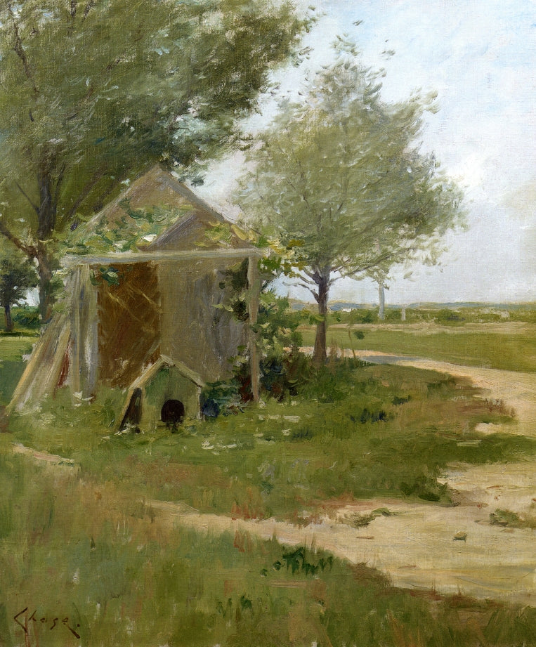 The Back Yard, Shinnecock, Long Island, New York, vintage artwork by William Merritt Chase, 12x8" (A4) Poster