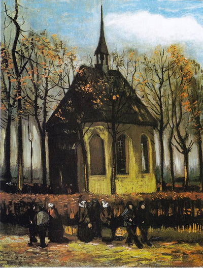 The Church of Nuenen with Churchgoers by Vincent van Gogh,A3(16x12")Poster