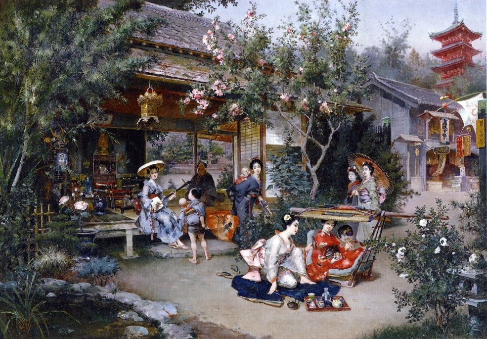 Glimpse into the Pleasure Quarters, Yoshiwara, vintage artwork by Harry Humphrey Moore, 12x8" (A4) Poster