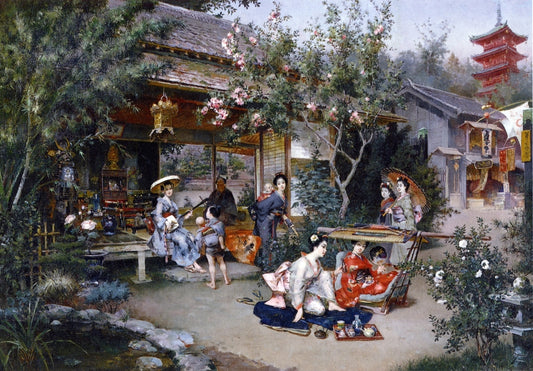 Glimpse into the Pleasure Quarters, Yoshiwara, vintage artwork by Harry Humphrey Moore, 12x8" (A4) Poster